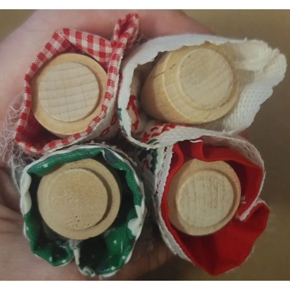 Vintage Lot of 4 Different Christmas Cross-Stitched Dated Wooden Angel Ornaments
